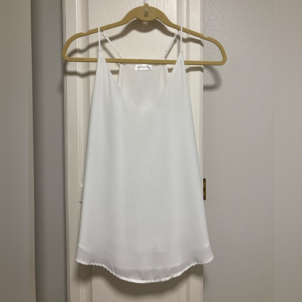 Women’s White Camisole by Evera B, Lined in Size Small